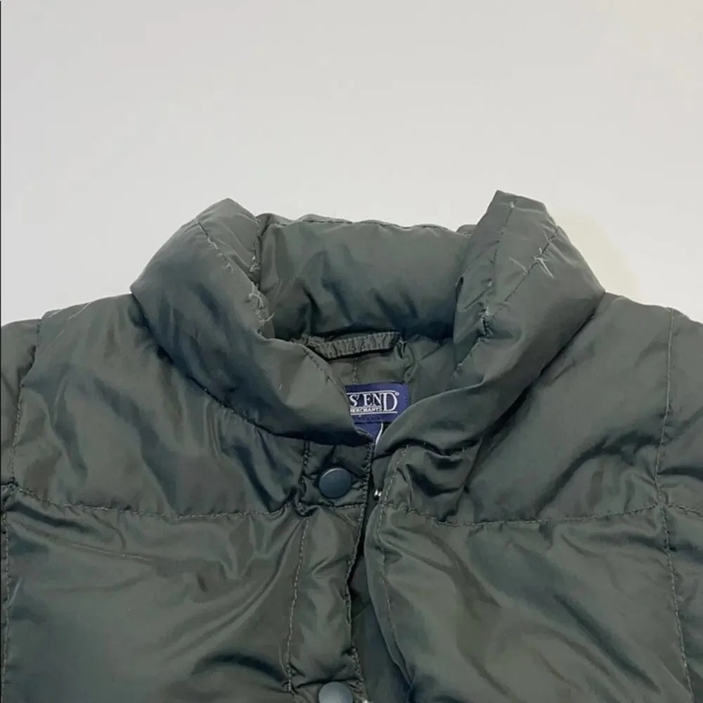 LANDS END Youth Large Green Goose Down Puffy Vest